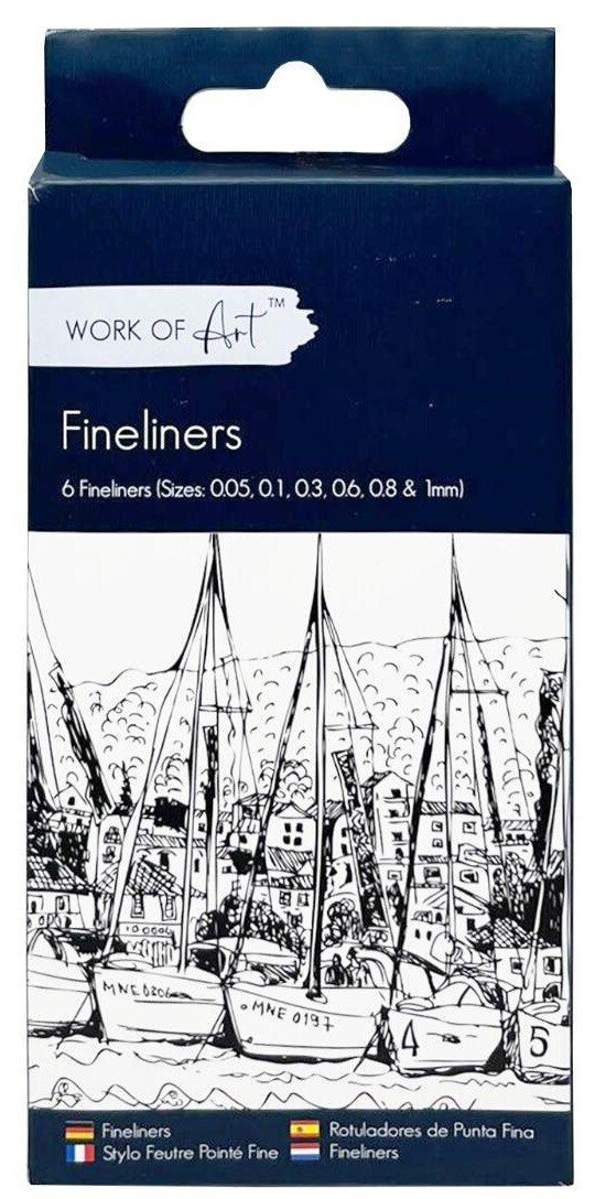 6 BLACK Fineliners Pens 0.05mm To 1mm Fine Liner Drawing Black Pigment Ink UK