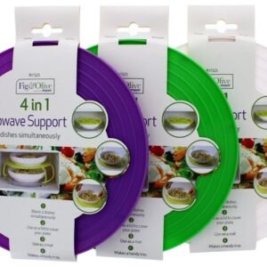 4 in 1 Microwave Food Plate Stand Lid Support Stacker Tray Heat Warm/Hot Plastic