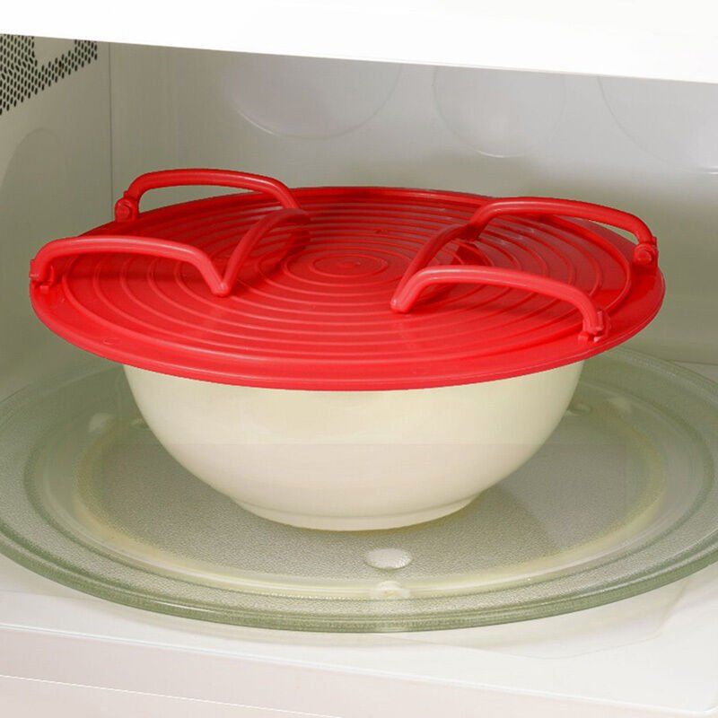 4 in 1 Microwave Food Plate Stand Lid Support Stacker Tray Heat Warm/Hot Plastic