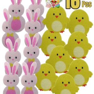 16 Easter Felt Decorative Stickers Cute Card Crafts Embellishments Chicks Bunny