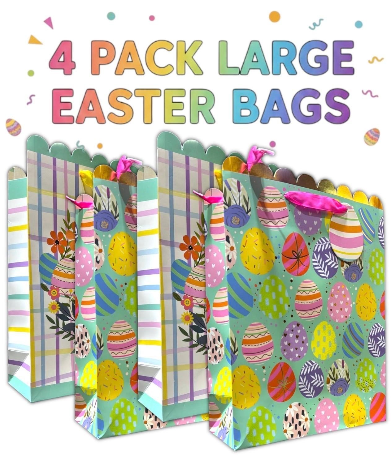 4 Pcs Large Easter Wreath Luxury Present Gift Bags Easter Egg Gift Bag with Tag