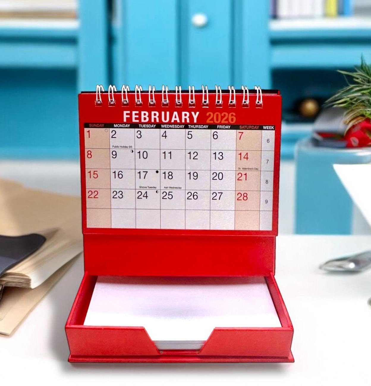 2026 Desktop Calendar Free Standing Planner With Memo Pad Monthly Organiser