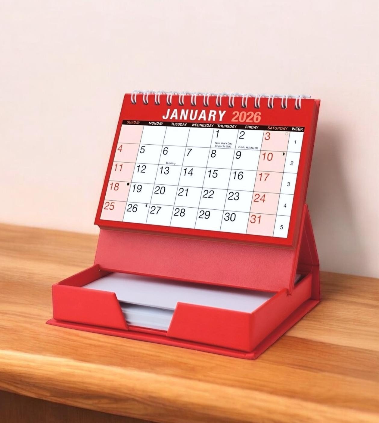 2026 Desktop Calendar Free Standing Planner With Memo Pad Monthly Organiser