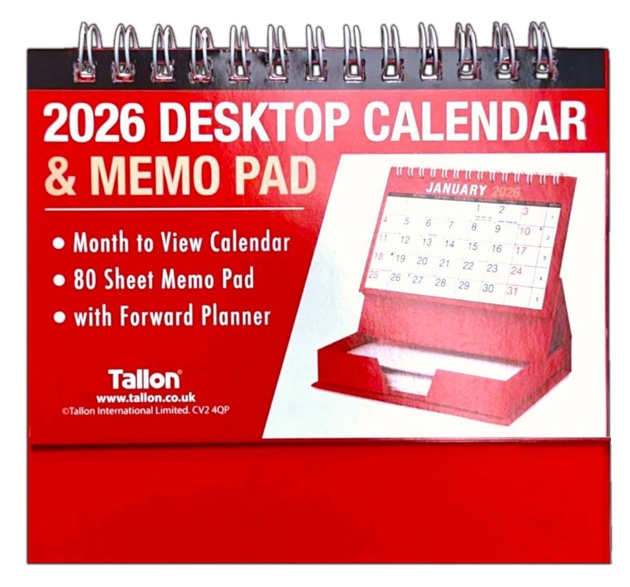 2026 Desktop Calendar Free Standing Planner With Memo Pad Monthly Organiser