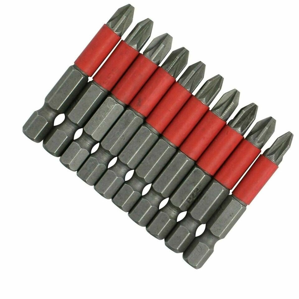 10x Non Slip Philips PZ2 POZI Electric Screw Screwdriver Drill Bit Bits Set 50mm