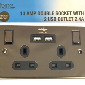 Double Wall UK Plug Socket 2 Gang 13A with 2 USB Charger Port Outlet Plate Gold