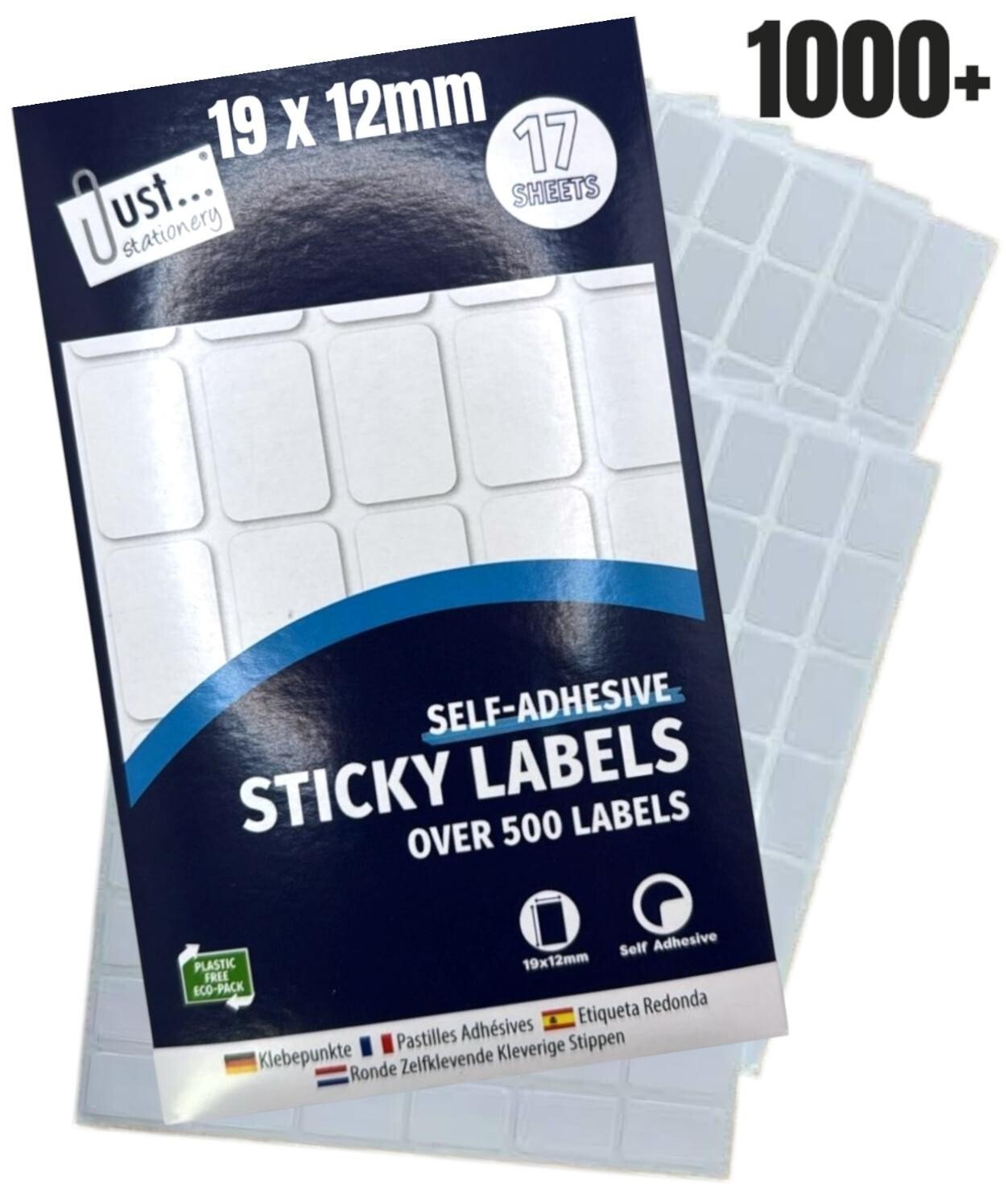1000+ Small White Sticky Labels 19x12mm Price Stickers Tags Blank Self Adhesive