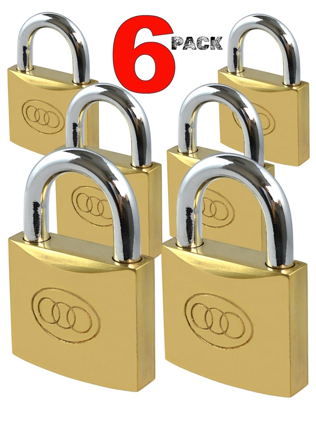 6 x Brass Padlock 32mm 38mm 50mm with 3 Keys luggage suitcase gym shed