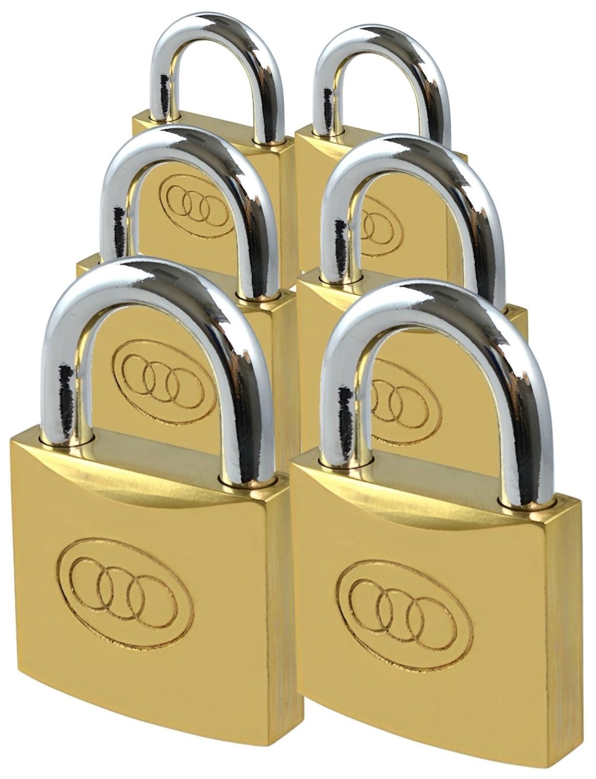 6 x Brass Padlock 32mm 38mm 50mm with 3 Keys luggage suitcase gym shed