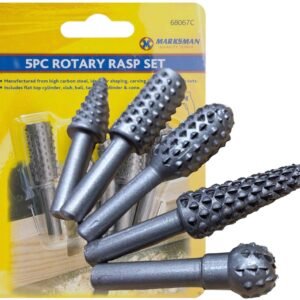 5Pc ROTARY BURR SET Wood Carving File Rasp Power Drill Bits Cone Ball Oval 1/4″