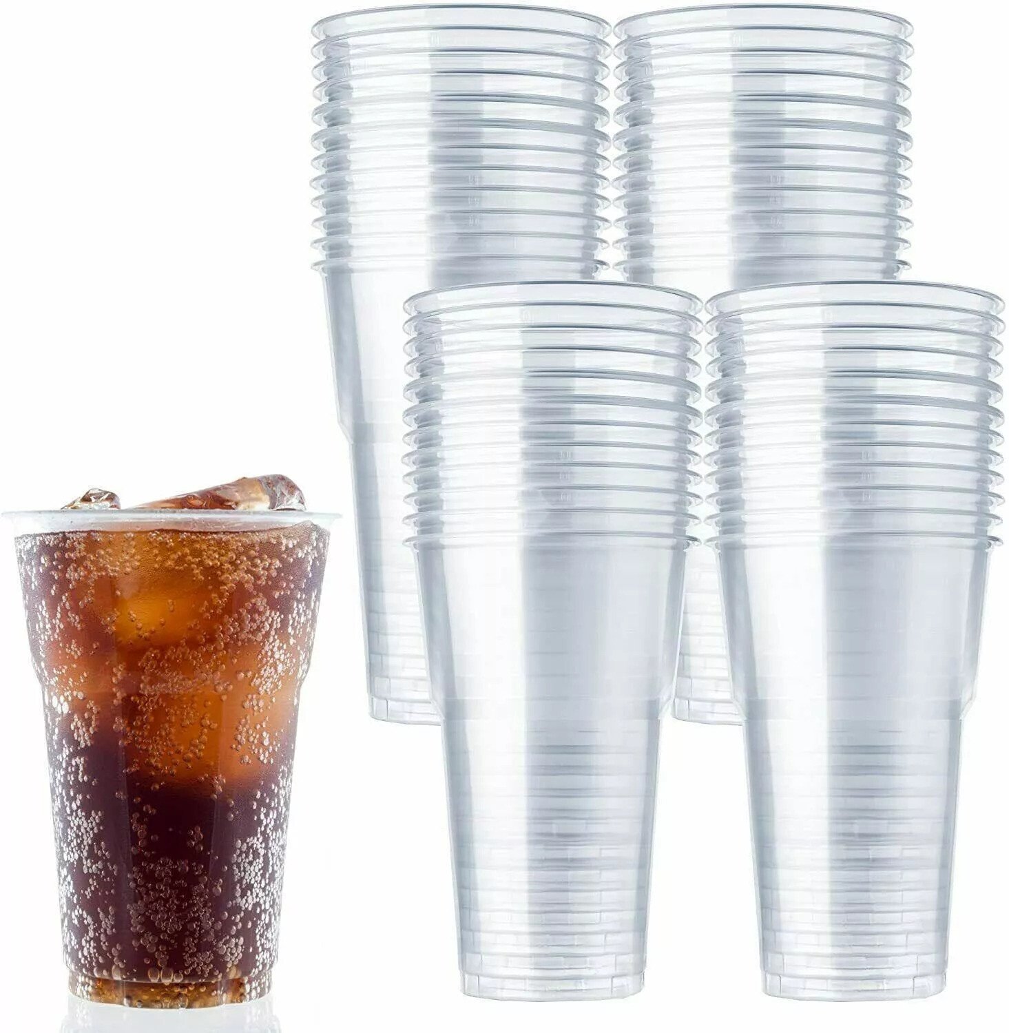 100PK Heavy Duty Clear Plastic Pint Glasses Disposable Pint Cups Party Reusable