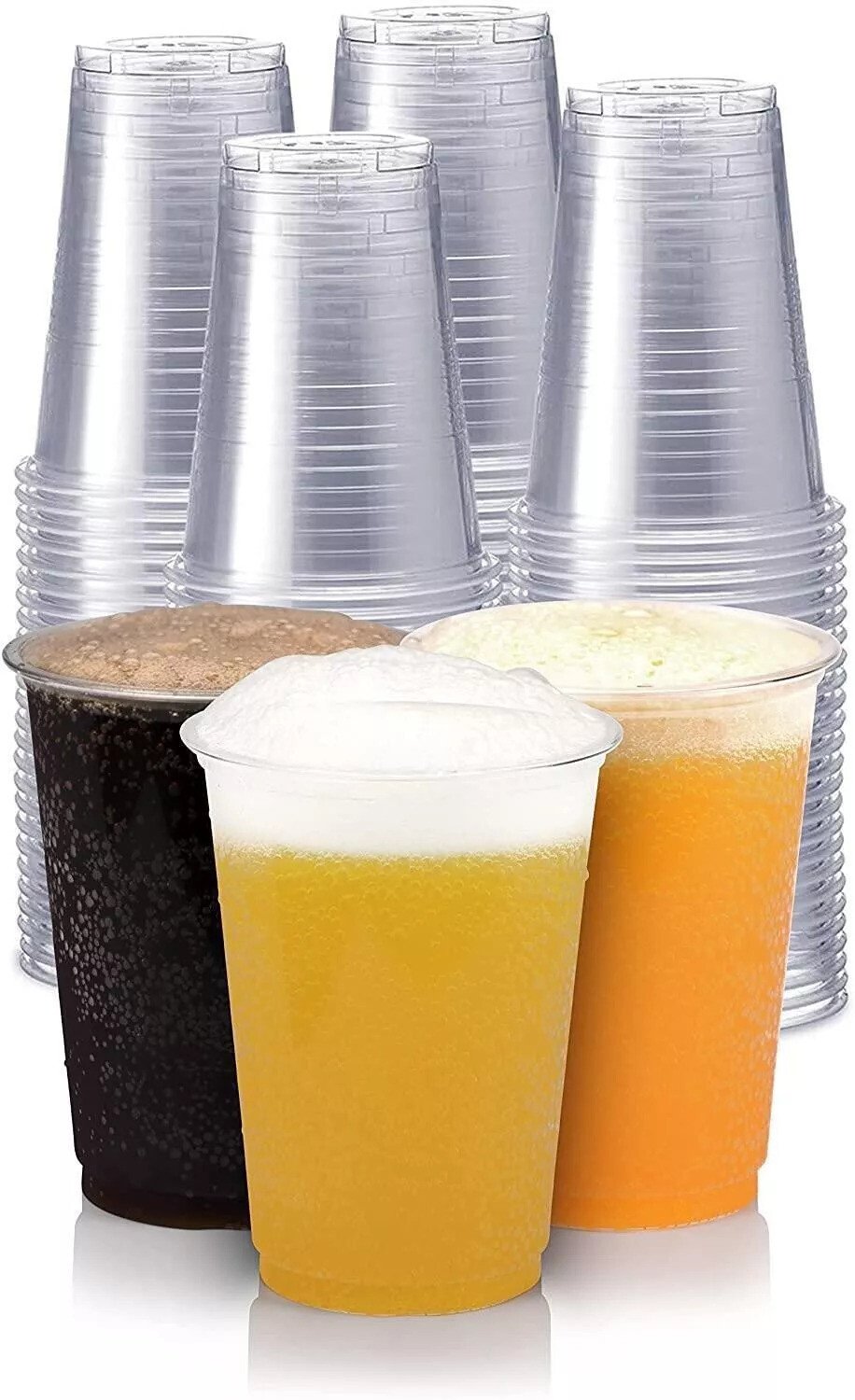 100PK Heavy Duty Clear Plastic Pint Glasses Disposable Pint Cups Party Reusable