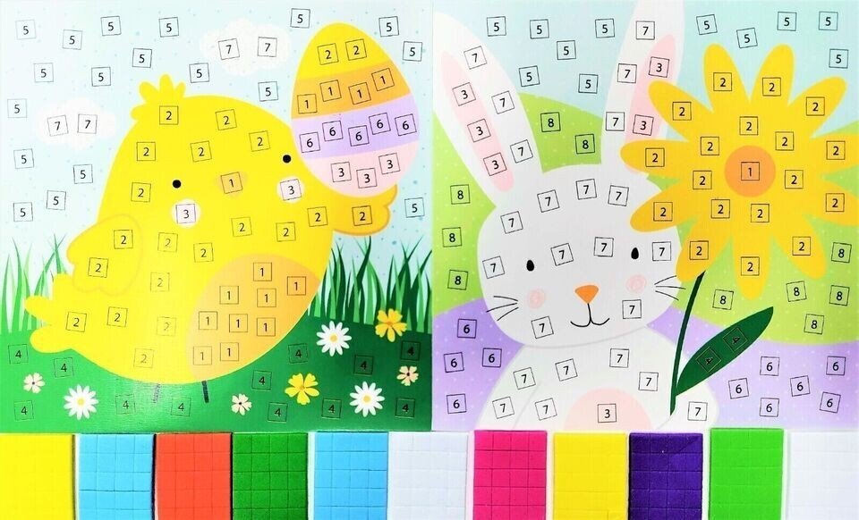Decorate your Own 2 Easter Mosaics Easter Mosaic Art Bunny Chick Craft Kids Fun
