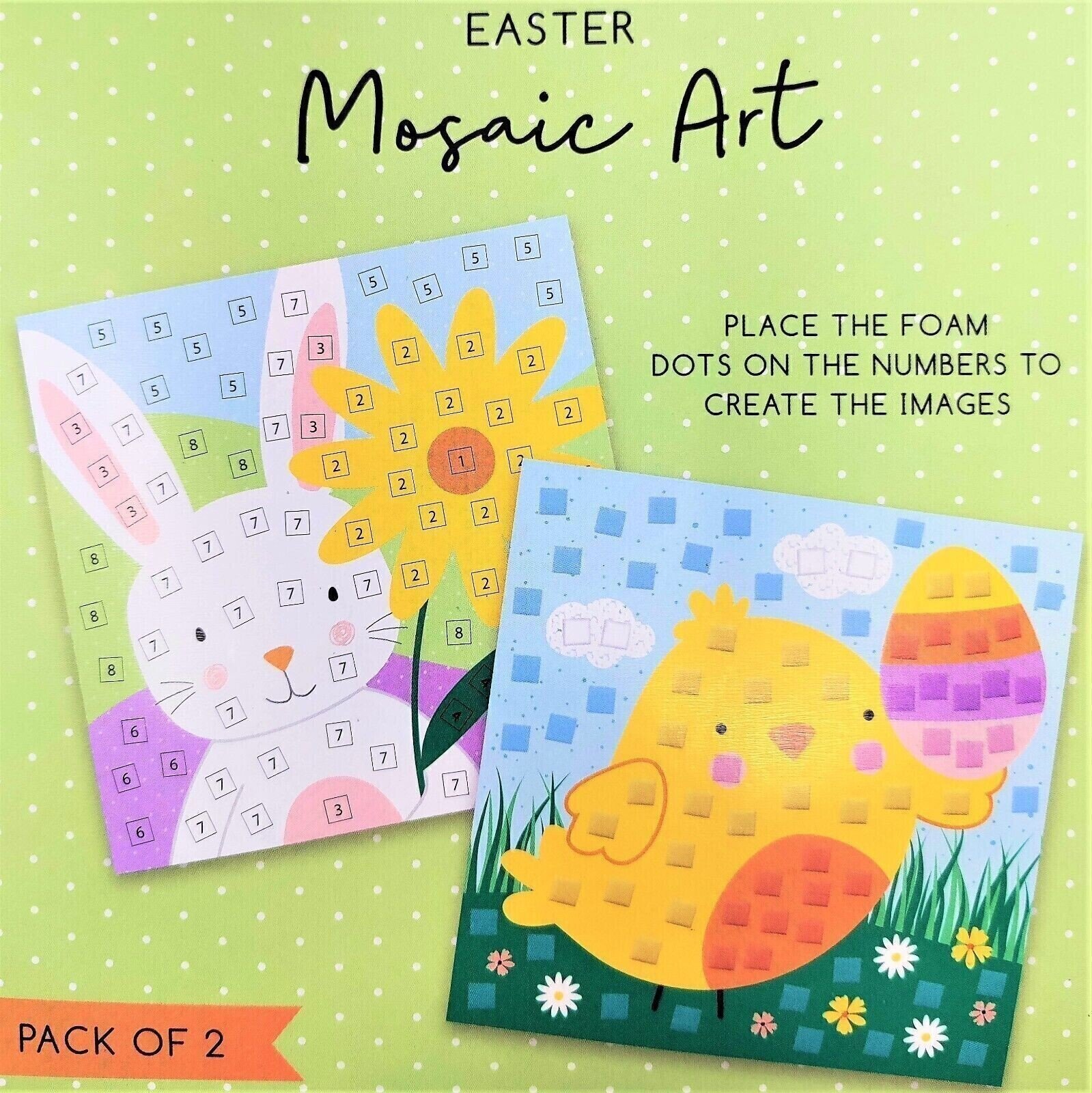 Decorate your Own 2 Easter Mosaics Easter Mosaic Art Bunny Chick Craft Kids Fun