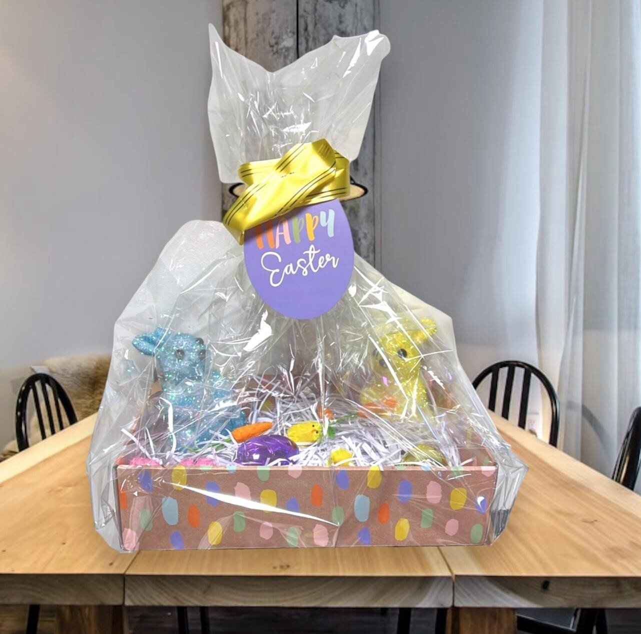 Happy Easter Hamper Kids Easter Gift With Chicks Bunny Easter Eggs Gift Hamper