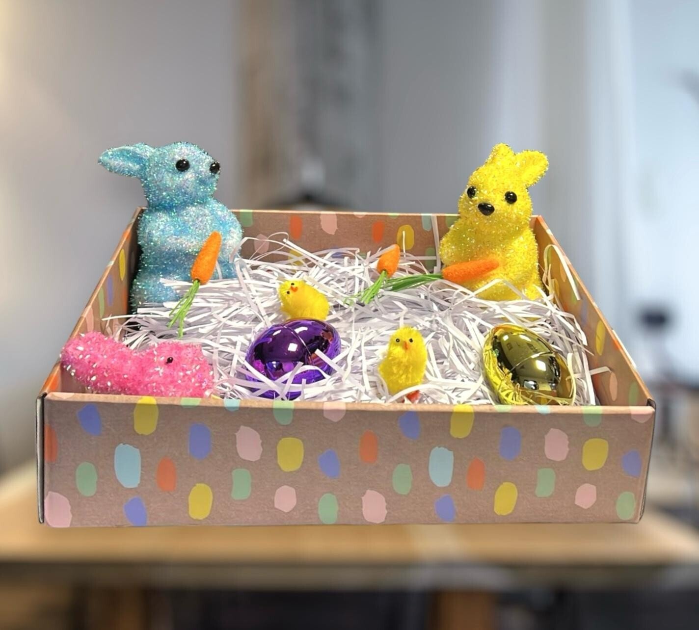 Happy Easter Hamper Kids Easter Gift With Chicks Bunny Easter Eggs Gift Hamper