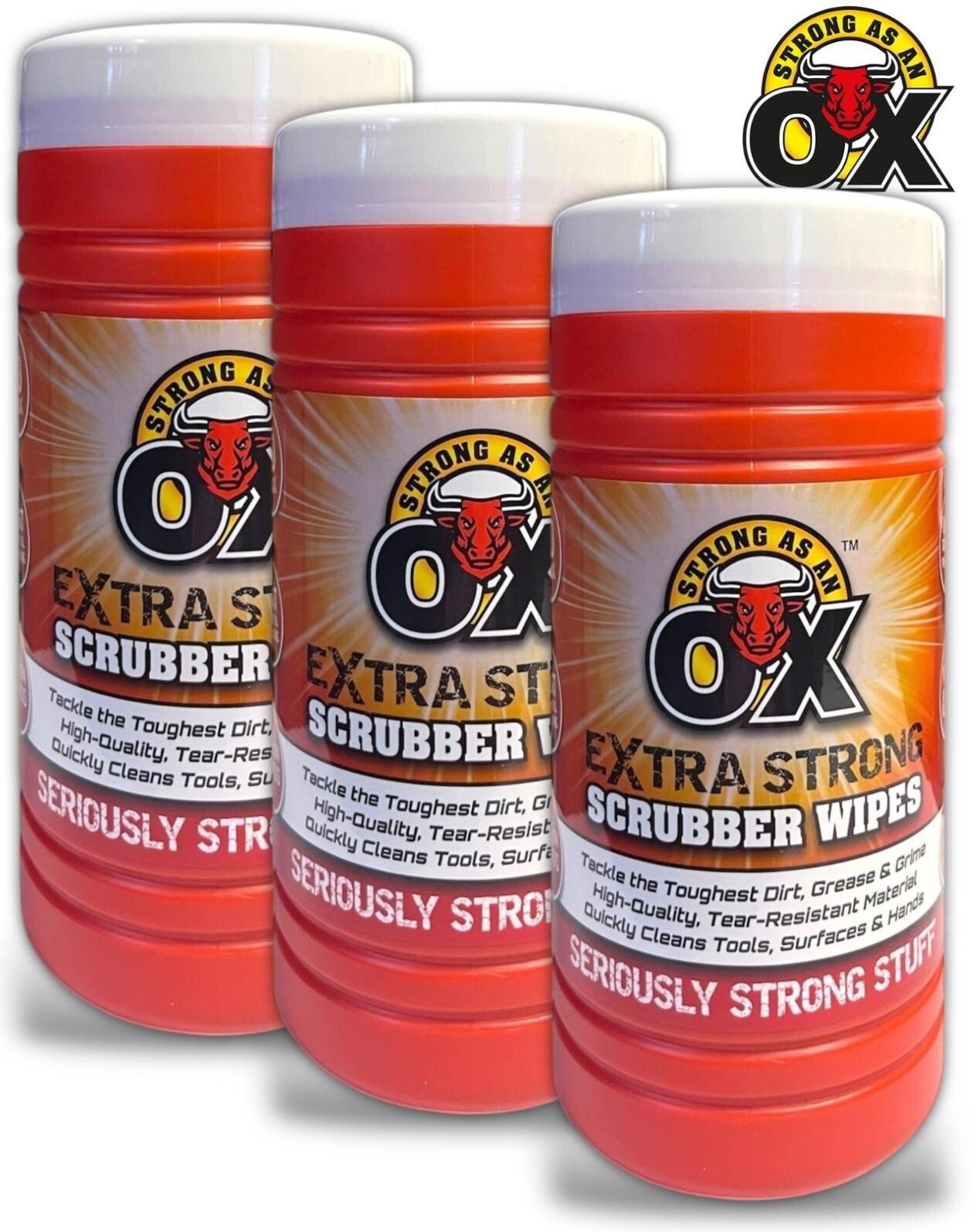 3 x OX Extra Strong Scrubber Wipes Multi Use Heavy Duty Industrial Hand Cleaning