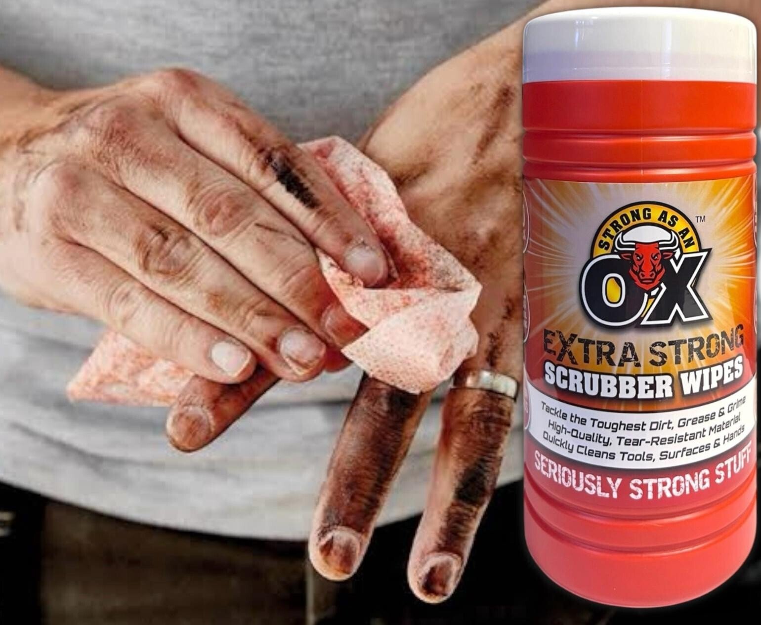 3 x OX Extra Strong Scrubber Wipes Multi Use Heavy Duty Industrial Hand Cleaning