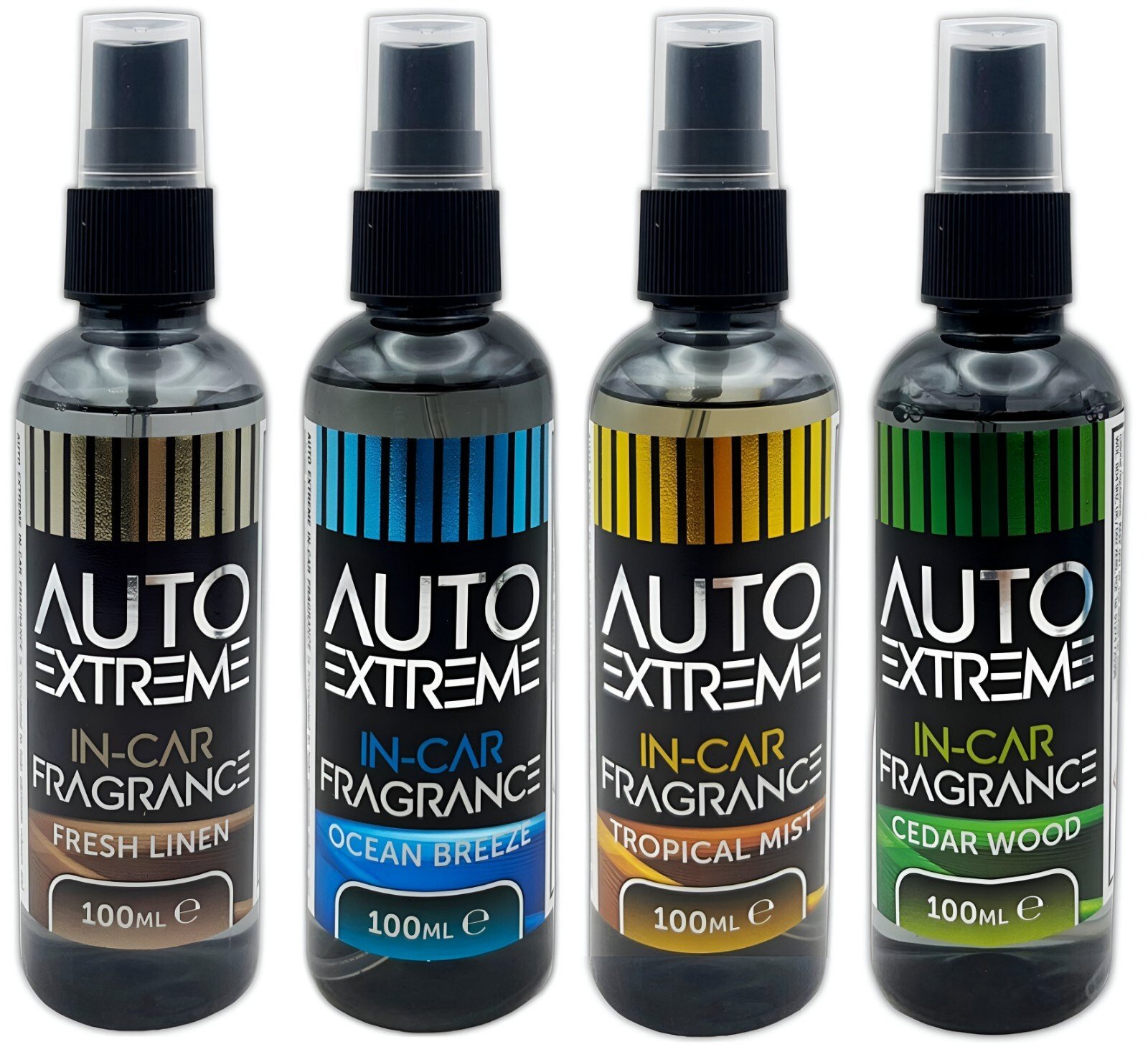 4PK CAR AIR FRESHENER SPRAY LUXURY AUTO EXTREME FRAGRANCE VEHICLE FRESHNER 100ML