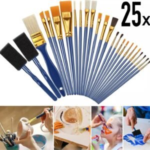 25Pcs Paint Brushes, Flat Paint Brushes Artist Paint Brush Set for Acrylic Oil