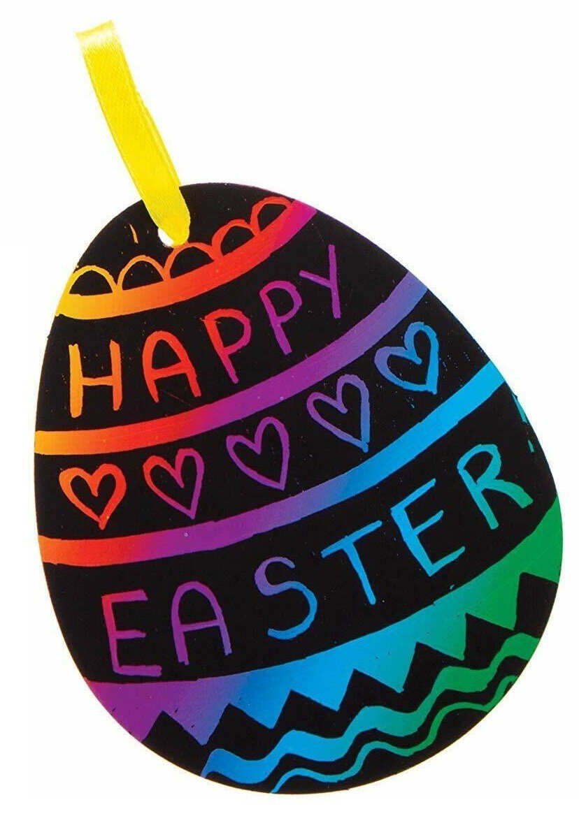 12pcs Easter Rainbow Scratch Art Novelty Kit Kids Crafts Home Activity Fun
