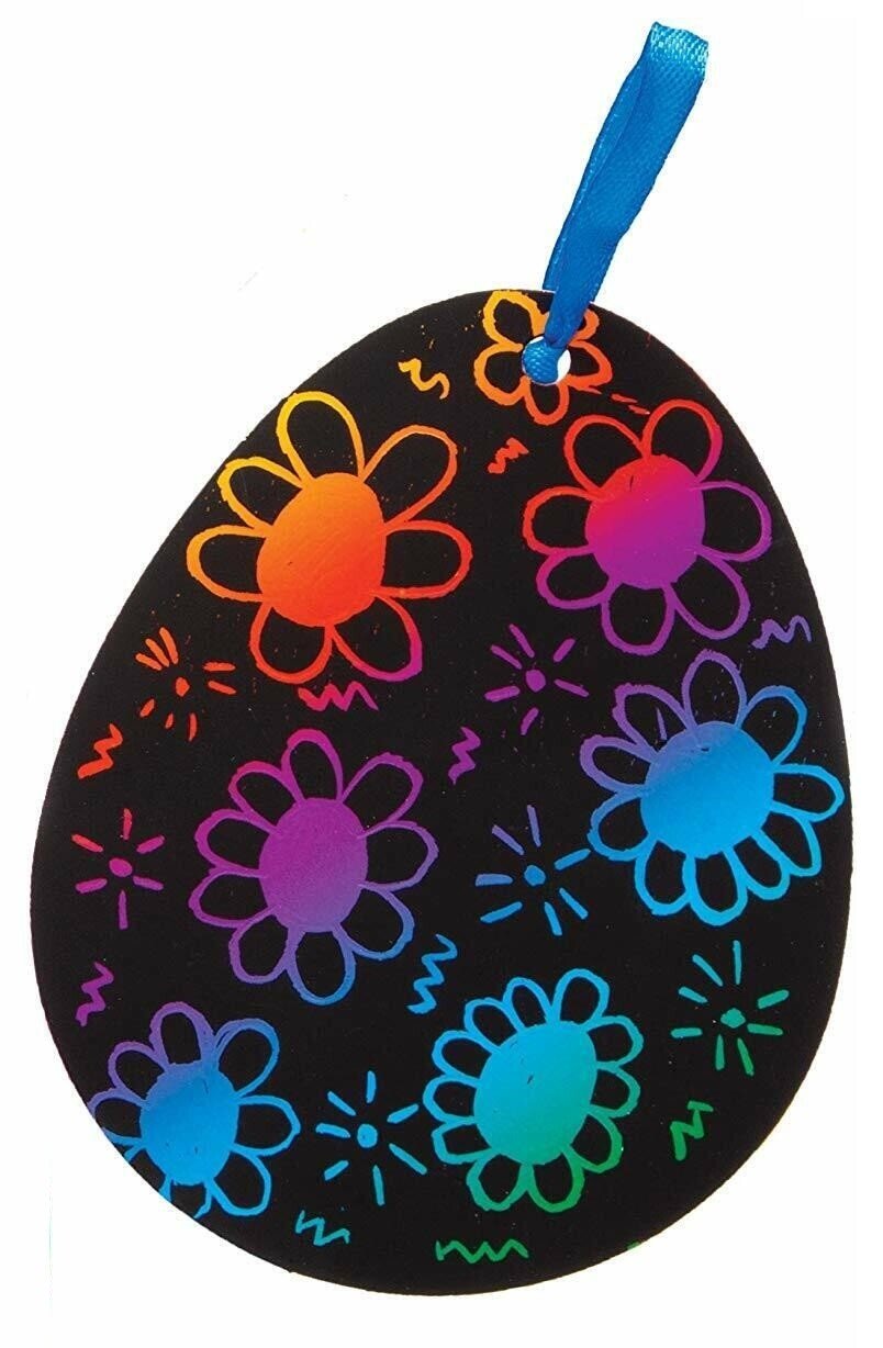 12pcs Easter Rainbow Scratch Art Novelty Kit Kids Crafts Home Activity Fun
