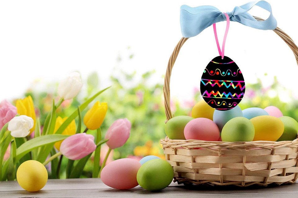 12pcs Easter Rainbow Scratch Art Novelty Kit Kids Crafts Home Activity Fun