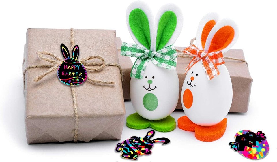 12pcs Easter Rainbow Scratch Art Novelty Kit Kids Crafts Home Activity Fun