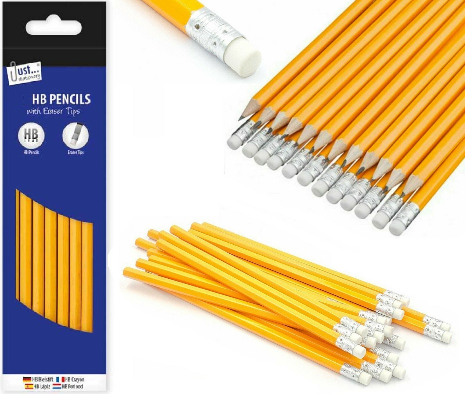 1-100 HB Pencils Multi Pack Rubber Eraser Tip Pencil  School Exam Stationary