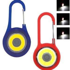 2 Pcs Keyring Torch Light 400 Lum Cob with carabiner Flash Light Pocket Key Ring