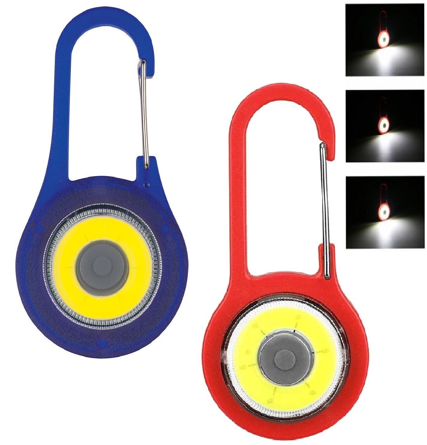 2 Pcs Keyring Torch Light 400 Lum Cob with carabiner Flash Light Pocket Key Ring