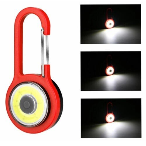 2 Pcs Keyring Torch Light 400 Lum Cob with carabiner Flash Light Pocket Key Ring