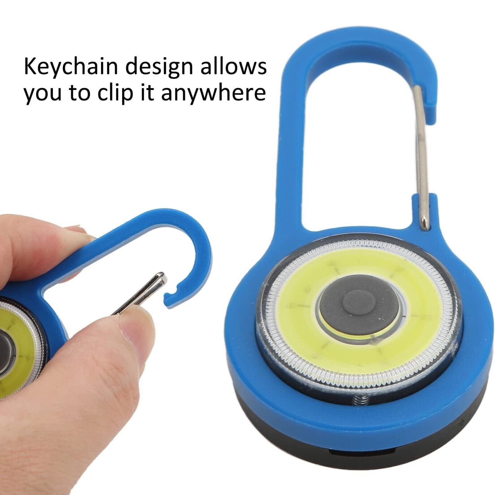 2 Pcs Keyring Torch Light 400 Lum Cob with carabiner Flash Light Pocket Key Ring