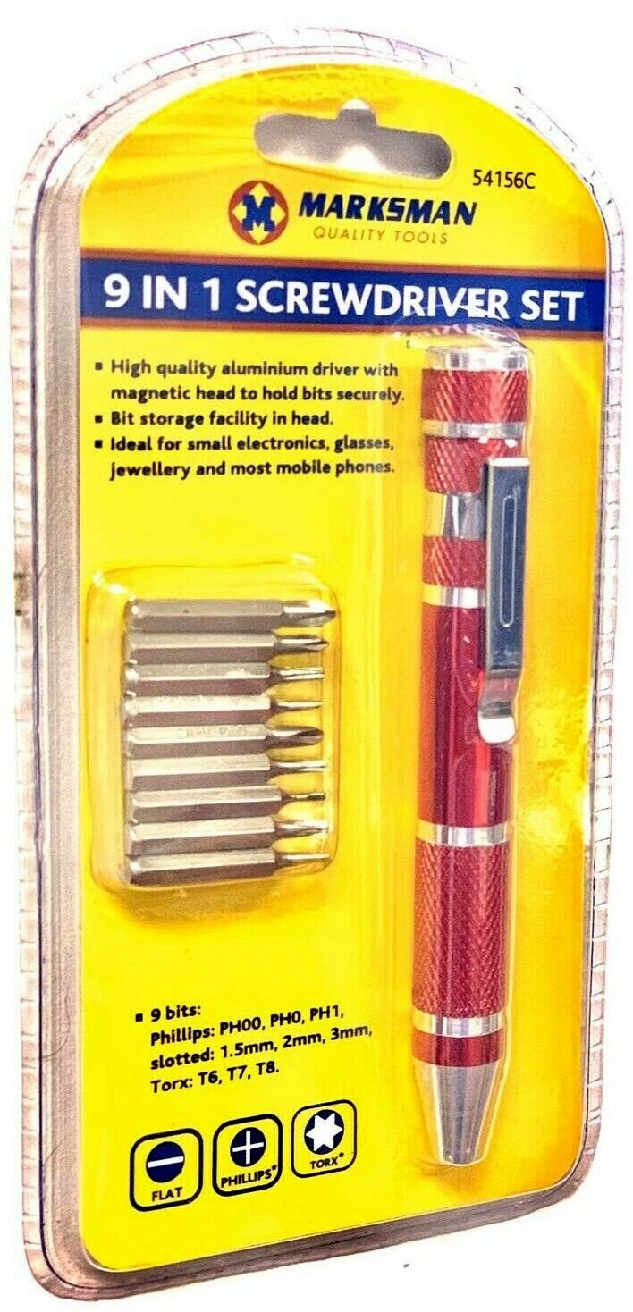 9 IN 1 Precision screwdriver bit set - for small electronics glasses & jewellery