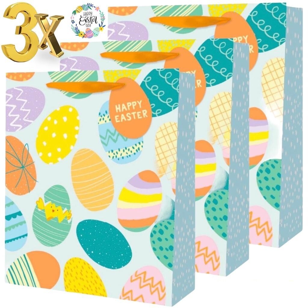 π3 x Large Easter Bunny Luxury Present Gift Bags Easter Egg Gift Bag with Tagπ