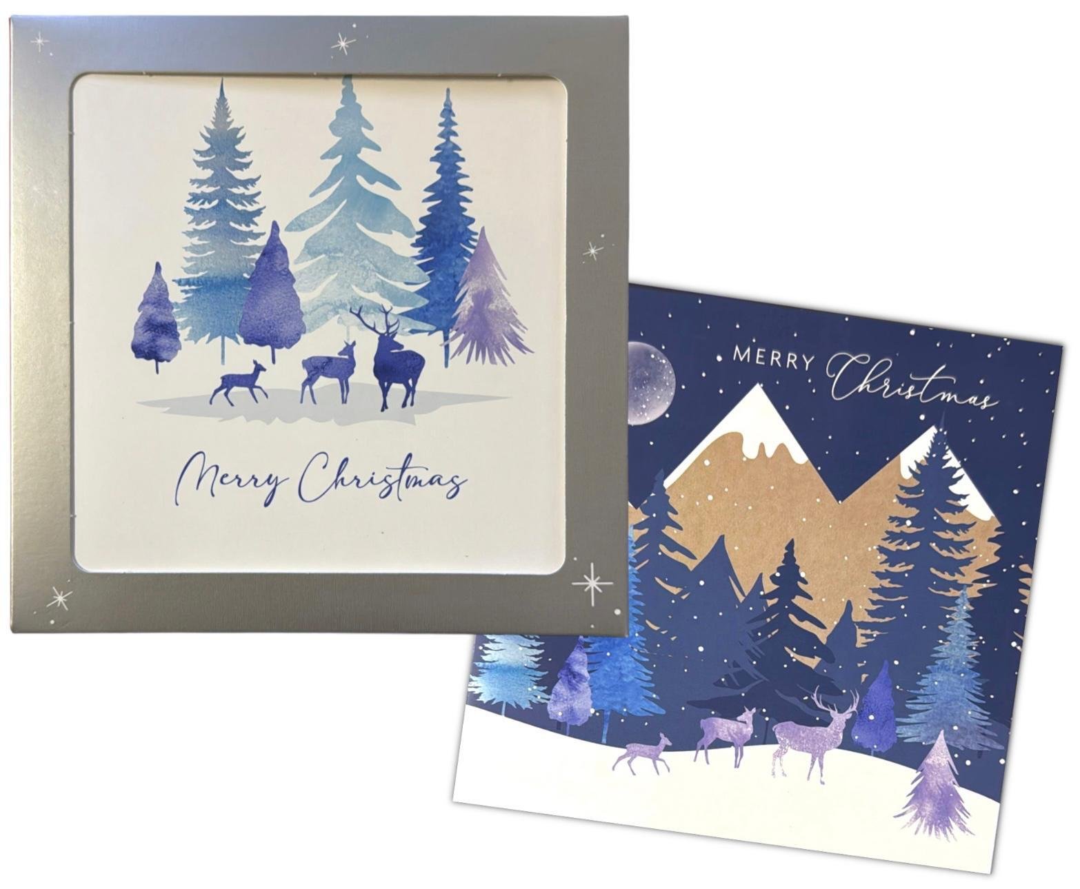 Christmas Cards 10 Card Pack Box Set Square Photo Xmas Traditional Santa Snowman
