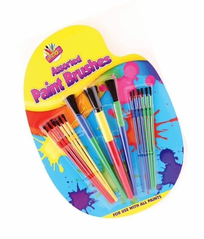 15 ASSORTED PLASTIC PAINT BRUSHES FOR KIDS CHILDREN ART AND CRAFT colorful