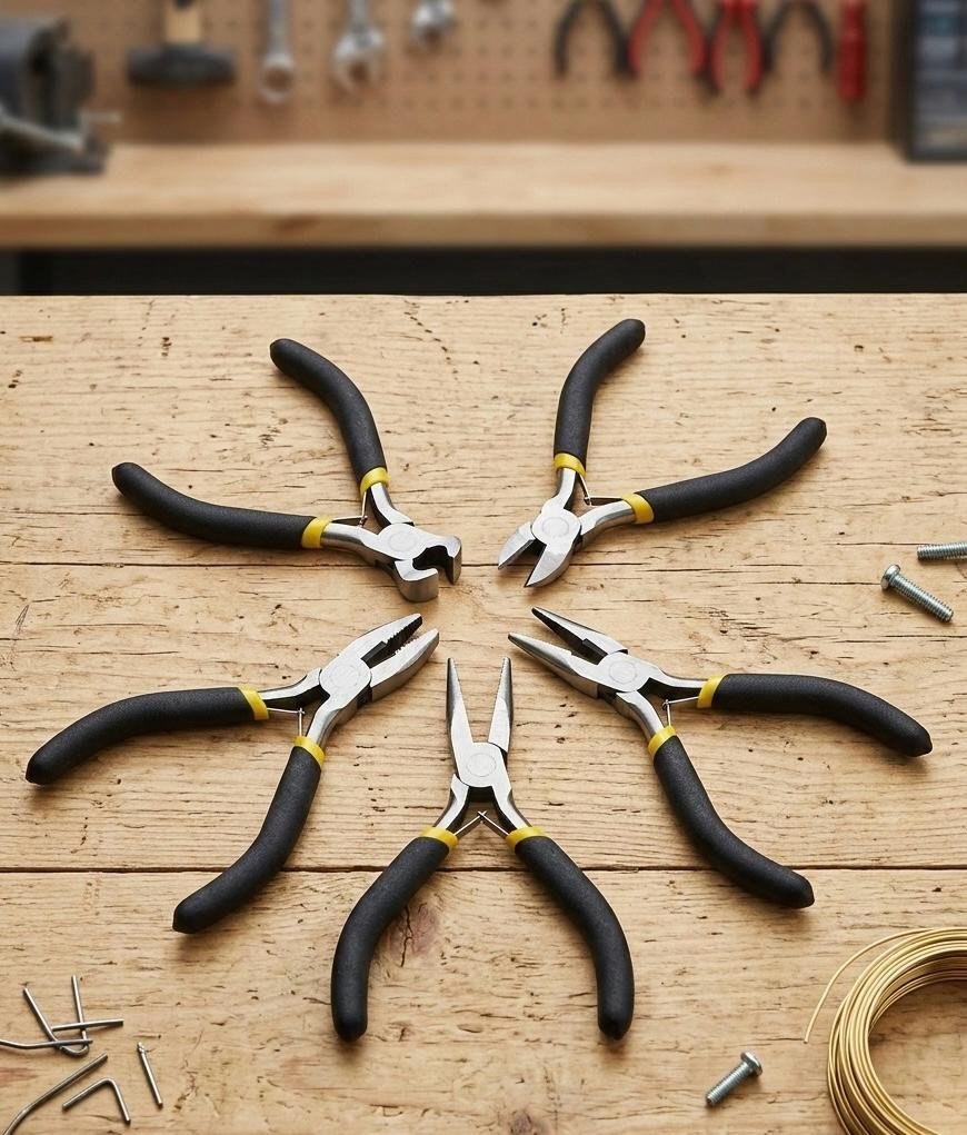 5 Mini Pliers Precision Jewellery Tool Long Bent Nose Side End Needle Pliers SET