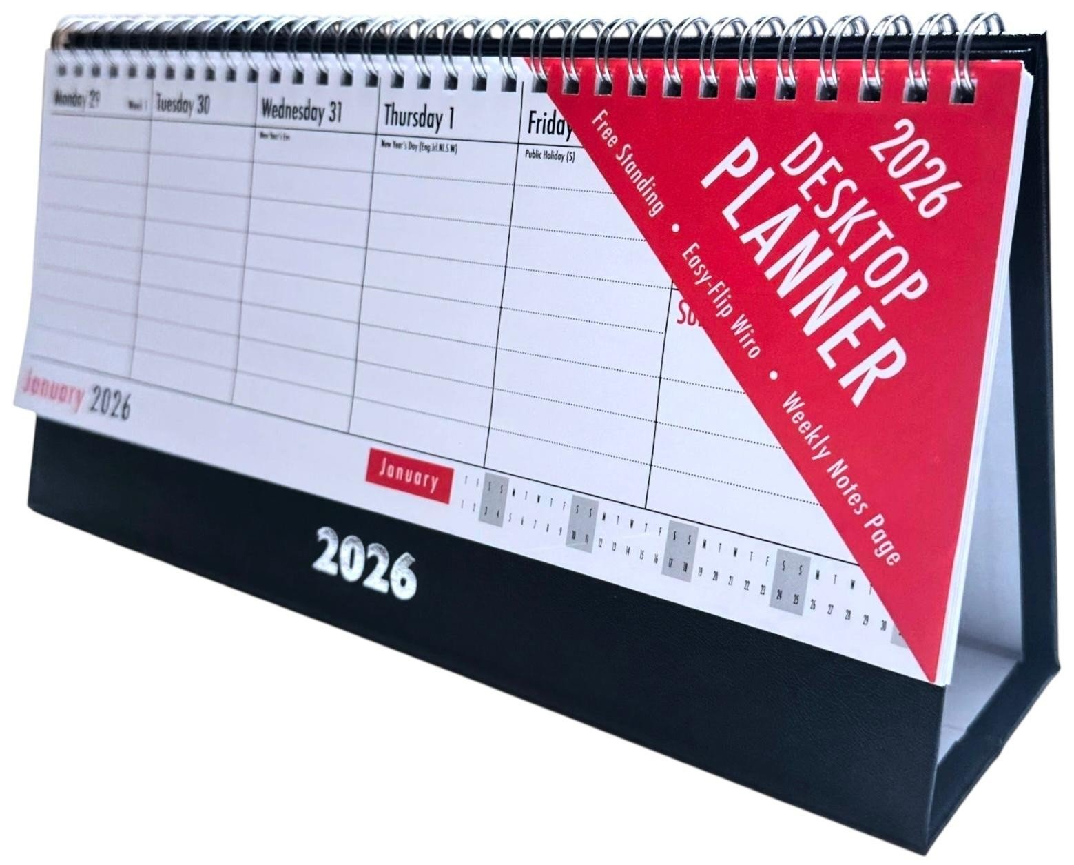 2026 Month To View Stand Up 27cmx17.5cm Spiral Desk Office Top Calendar Planner