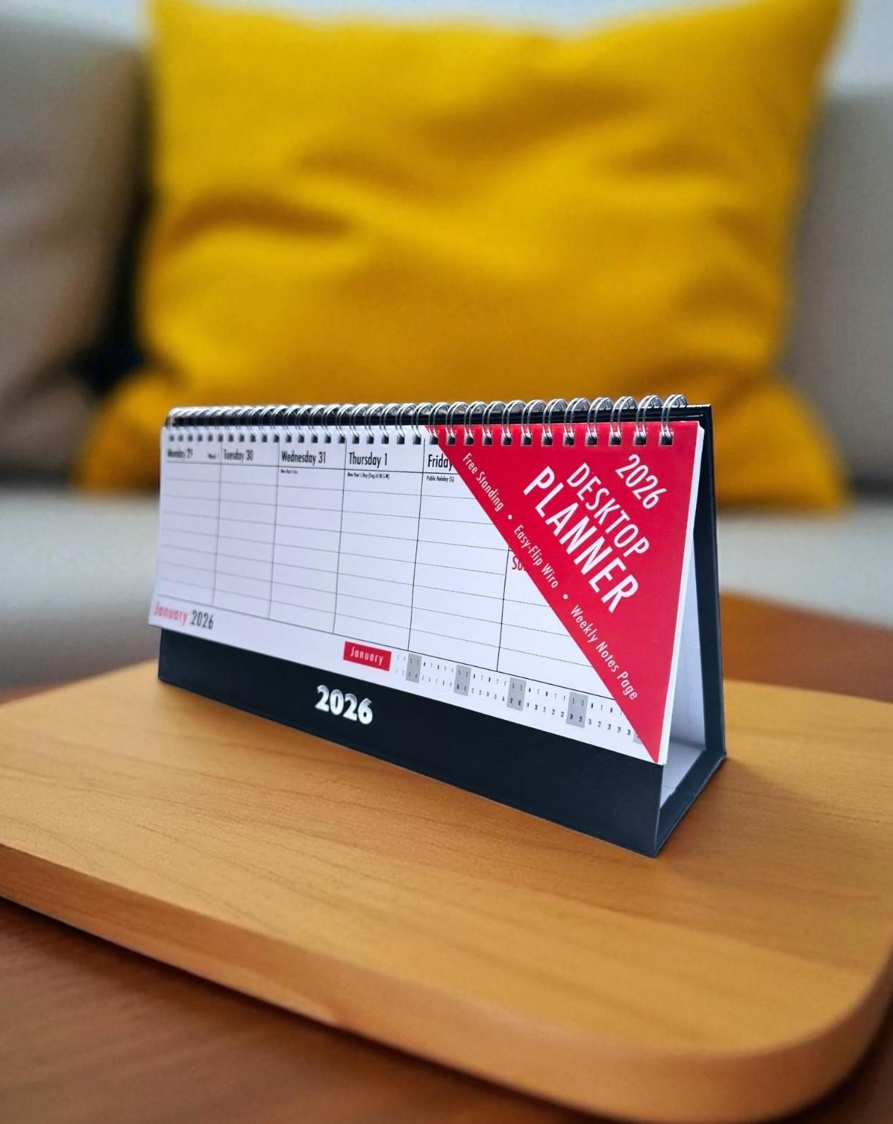 2026 Month To View Stand Up 27cmx17.5cm Spiral Desk Office Top Calendar Planner