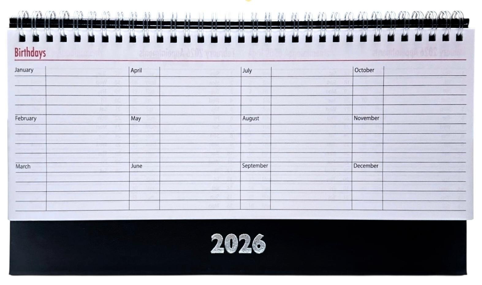 2026 Month To View Stand Up 27cmx17.5cm Spiral Desk Office Top Calendar Planner