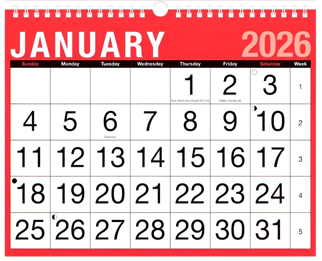 2026 LARGE MONTH TO VIEW PLANNER QUALITY CALENDER WALL HANGING PLANNER 3802