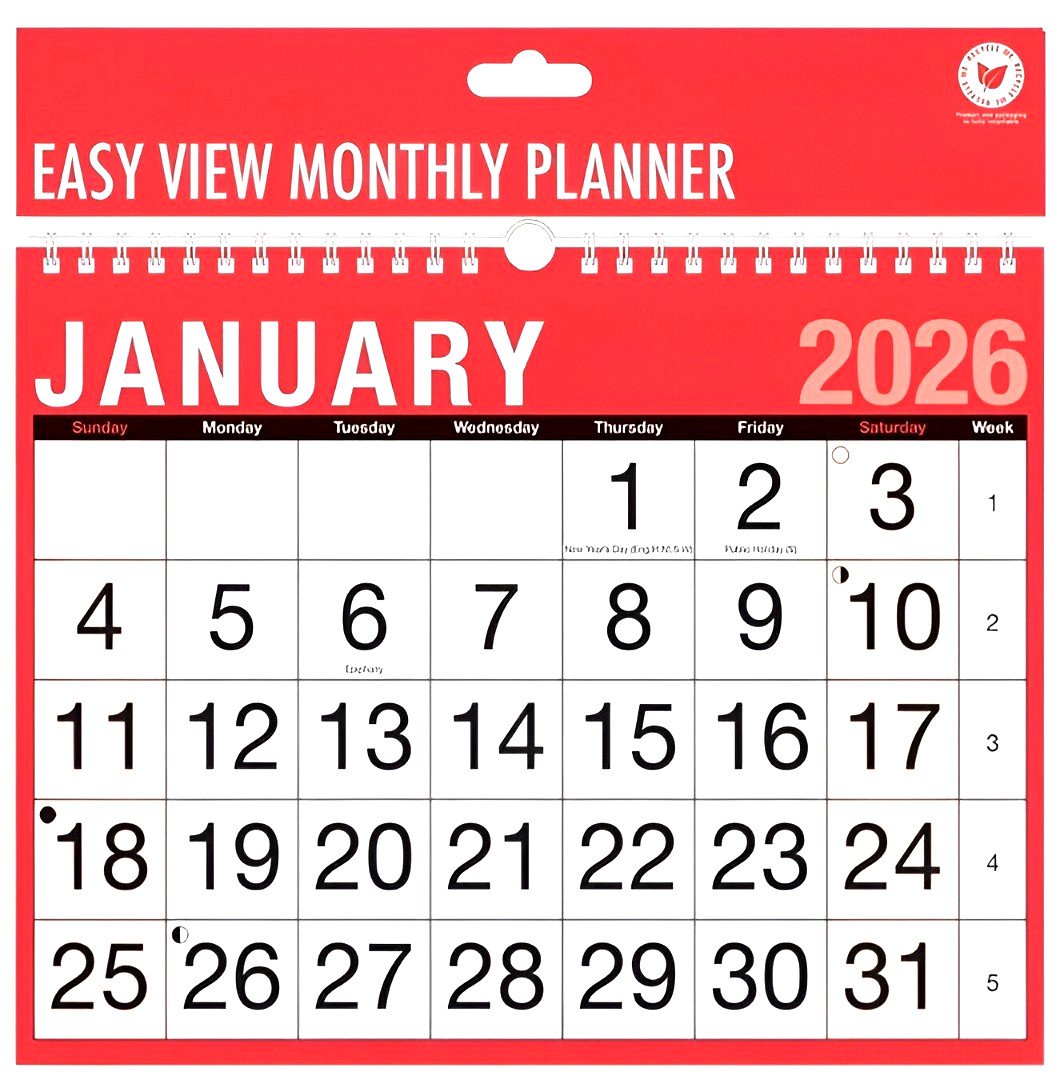 2026 LARGE MONTH TO VIEW PLANNER QUALITY CALENDER WALL HANGING PLANNER 3802