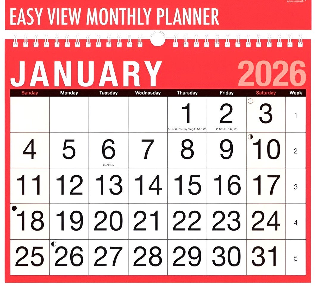 2026 LARGE MONTH TO VIEW PLANNER QUALITY CALENDER WALL HANGING PLANNER 3802