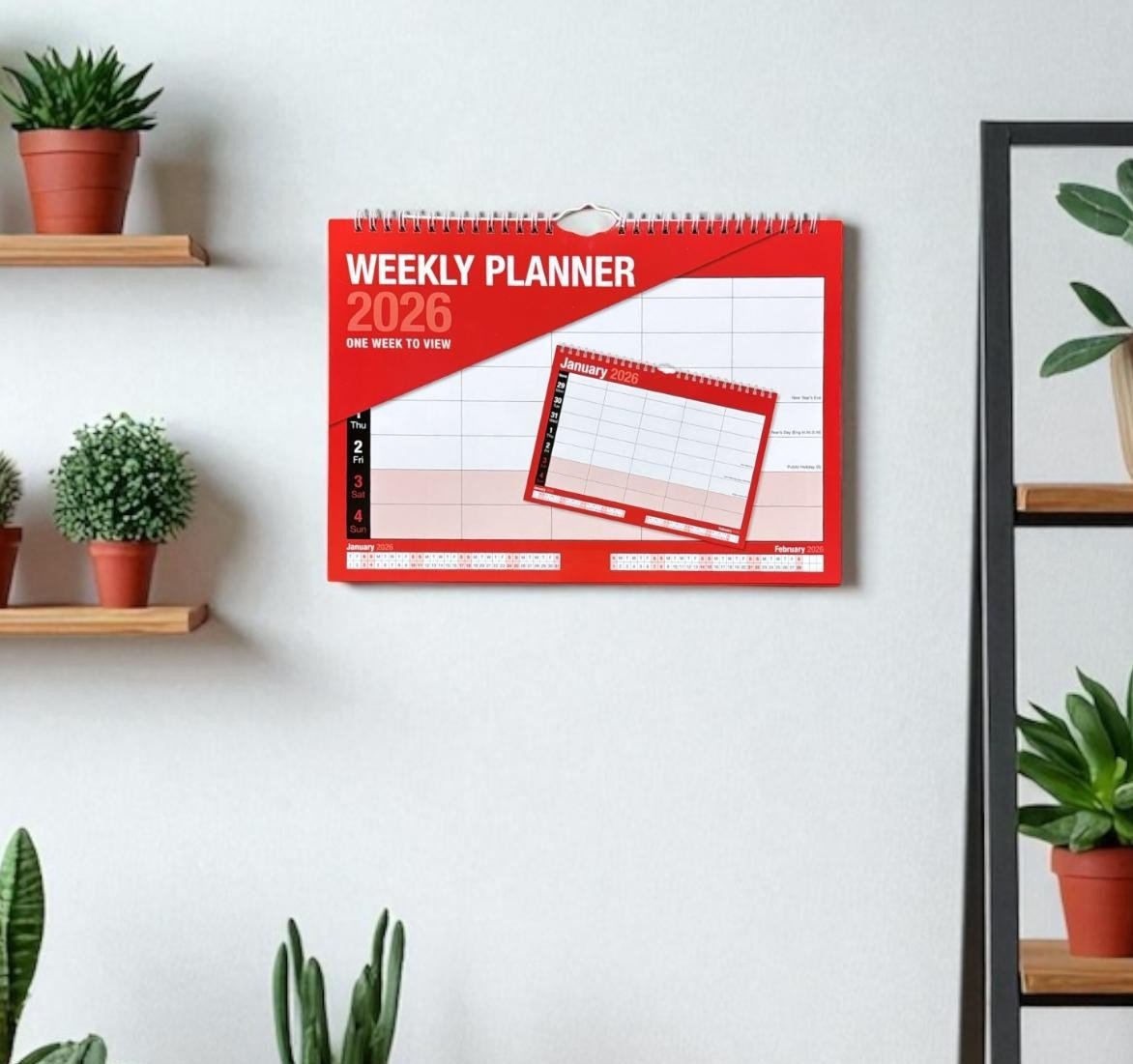 2026 Weekly Planner Wall Hanging Calendar Week to View Spiral Bound Organiser