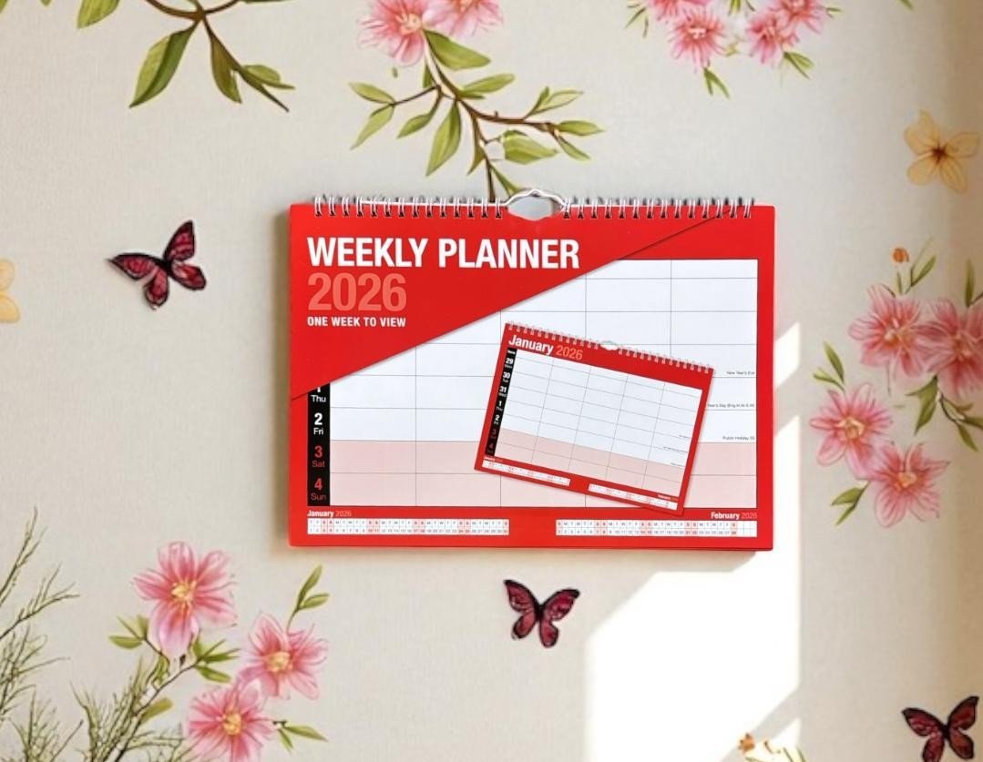 2026 Weekly Planner Wall Hanging Calendar Week to View Spiral Bound Organiser