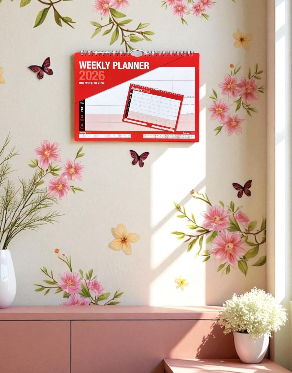2026 Weekly Planner Wall Hanging Calendar Week to View Spiral Bound Organiser
