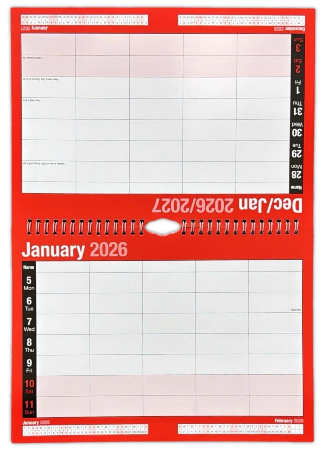 2026 Weekly Planner Wall Hanging Calendar Week to View Spiral Bound Organiser