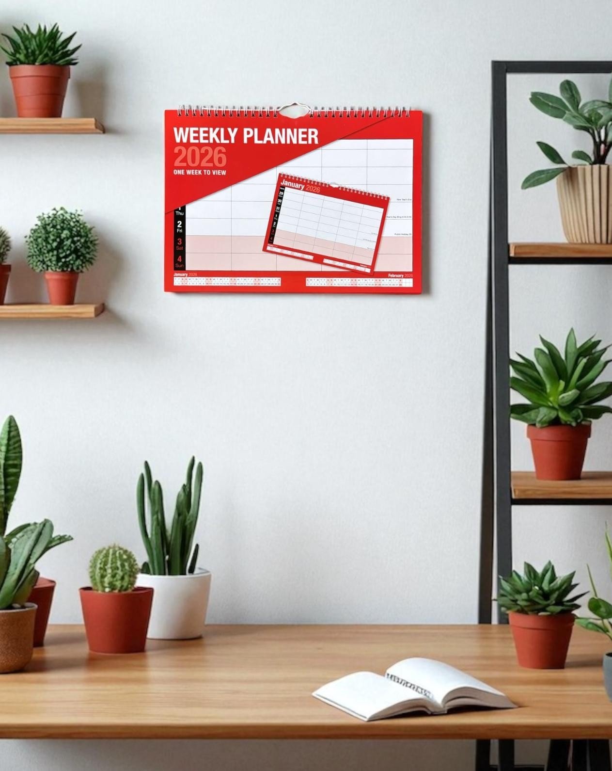 2026 Weekly Planner Wall Hanging Calendar Week to View Spiral Bound Organiser