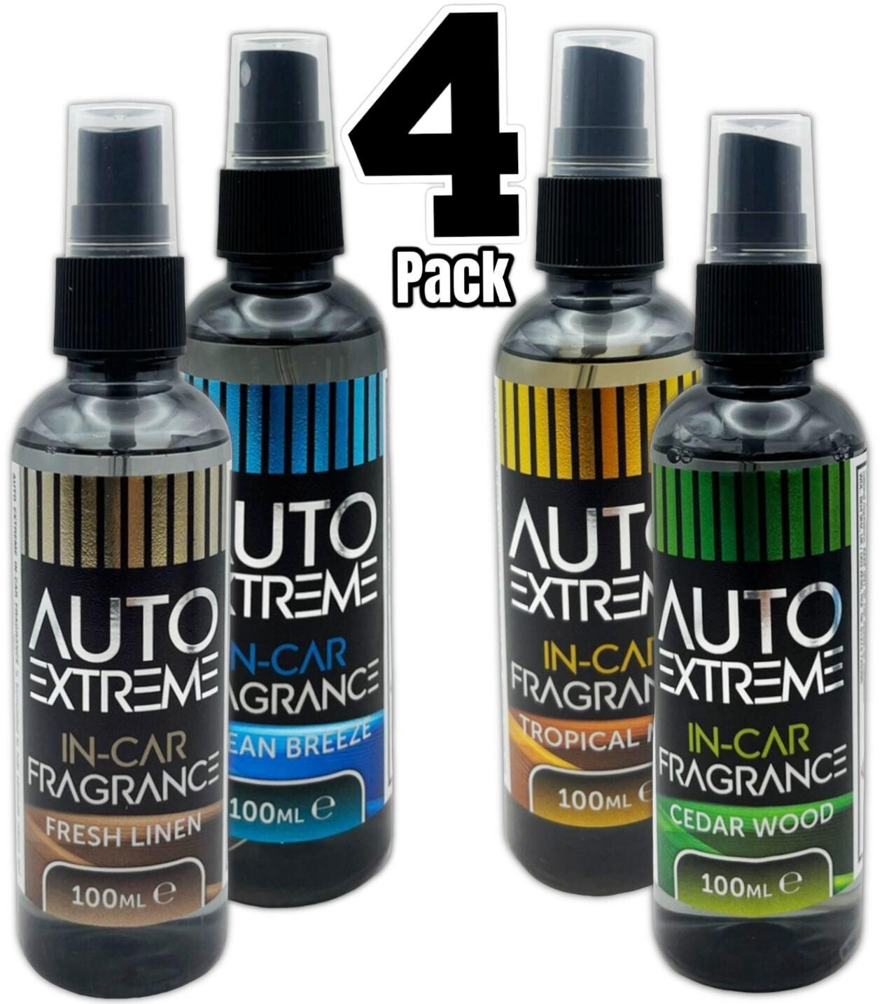 4x IN-Car Air Freshener Odour Eliminator Tough on Bad Smells Pack Spray Fresh UK